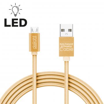 Cablu de date - Micro USB - cu lumina LED, auriu, 1 m