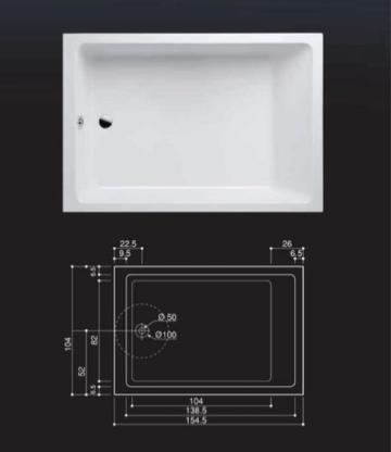 Cada baie dreapta 155x105 cm CAKSAT1510