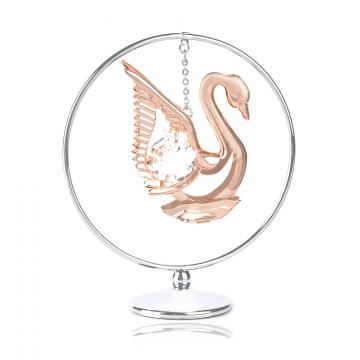 Cadou Lebada aur roz si cristale Swarovski Pink swan