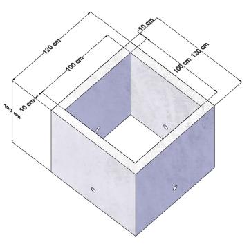 Camin patrat din beton cu gauri tehnice 100 cm