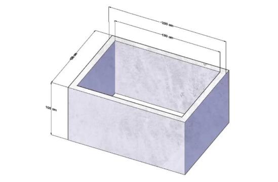 Camin rectangular din beton 180x130x100 cm