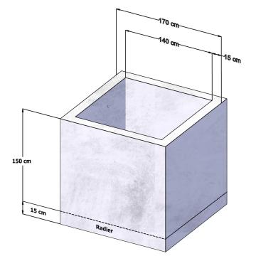 Camin vane 140x140x150 cm