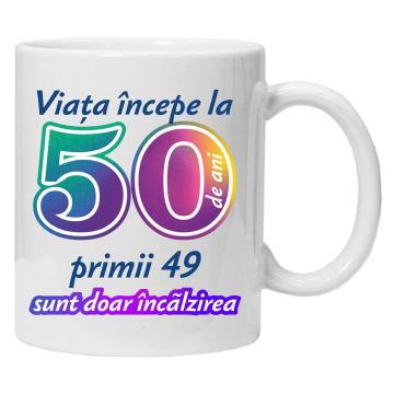 Cana alba ceramica Viata incepe la 50 de ani