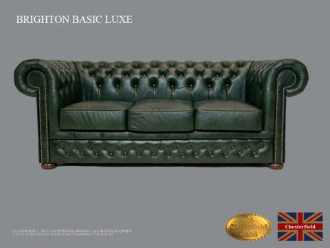 Canapea Chesterfield, piele naturala, Brighton Basic Verde