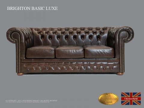 Canapea Chesterfield, piele naturala, Brighton Basic maro