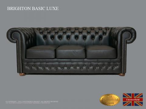 Canapea Chesterfield, piele naturala, Brighton Basic negru