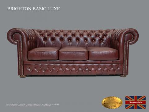 Canapea Chesterfield, piele naturala, Brighton Basic rosu