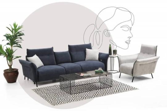 Canapea cu 4 locuri si dublu recliner TV Mozart
