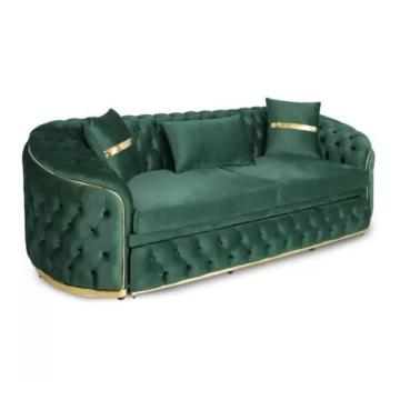Canapea extensibila cu 3 locuri, tapitata verde