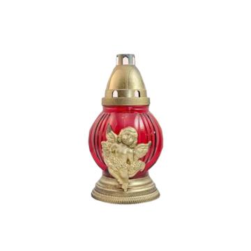 Candela din sticla rosie cu rezerva S9 - Ingeras