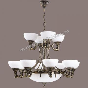 Candelabru Omega cu 12 brate, desing clasic, finisaj bronz