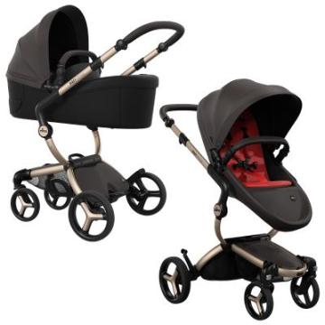 Carucior copii 2 in 1 Xari Max Chocolate Brown cu cadru Mima