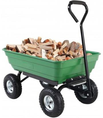 Carucior de gradina si curte, cuva basculanta, 75 l, verde