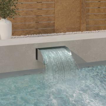 Cascada piscina cu LED-uri, 45x34x14 cm, otel inoxidabil 304