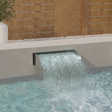 Cascada piscina cu LED-uri, 60x34x14 cm, otel inoxidabil 304