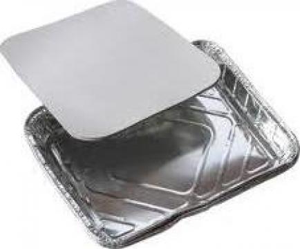 Caserole rectangulare aluminiu/ capac carton laminat