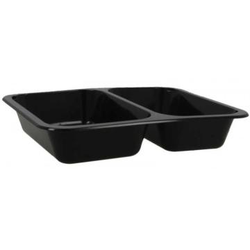 Caserole termosudabile negre, 2 compartimente, 50buc/set