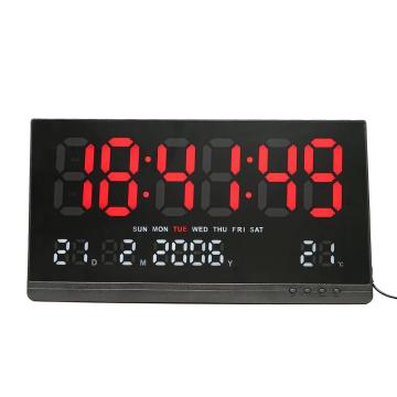 Ceas calendaristic digital de perete cu LED Rosu si Alb