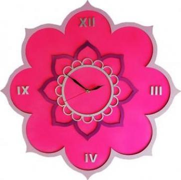 Ceas de perete Mandala Floare de Lotus, personalizabil, lemn