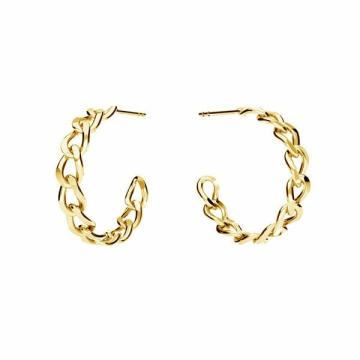 Cercei Chain Hoops din argint 925 placati cu aur de 18K