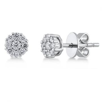 Cercei Sevilia aur alb 14K cu diamante de 0.23 carate