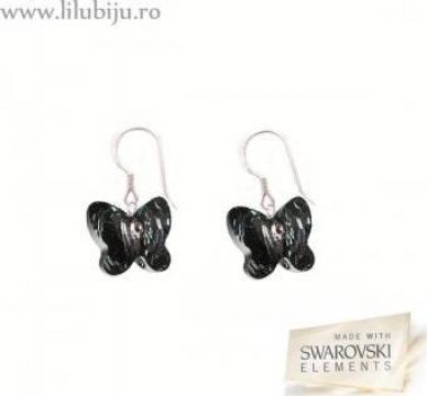 Cercei Swarovski Elements - fluturi mici silver night