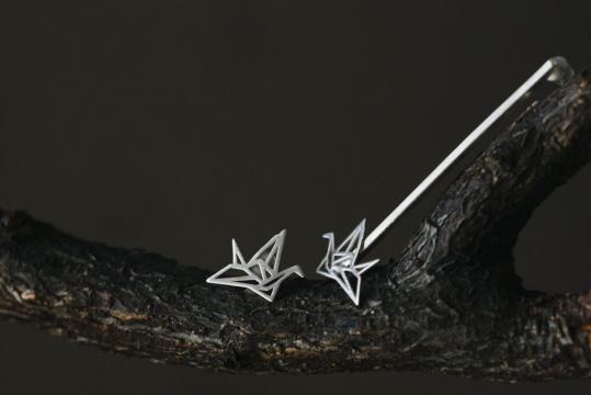 Cercei asimetrici argint cu origami