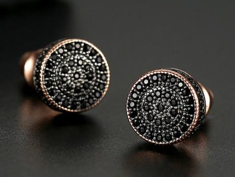 Cercei cu cristale Swarovski Elements Black Roulette