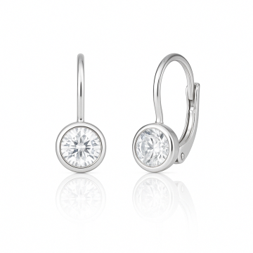 Cercei cu tortite pentru copii din aur alb de 14K cu zircon