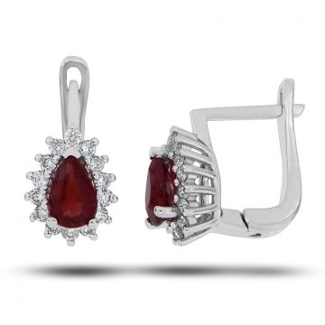 Cercei din aur alb de 14K cu diamante de 0.38 carate