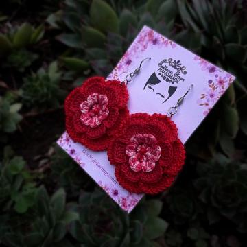 Cercei handmade flori crosetate