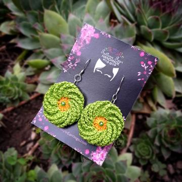Cercei handmade unicat Green Spirals