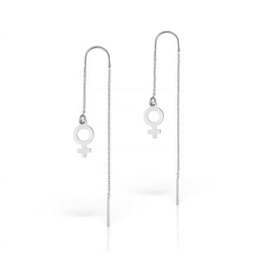Cercei lant cu charm simbol Venus, argint 925