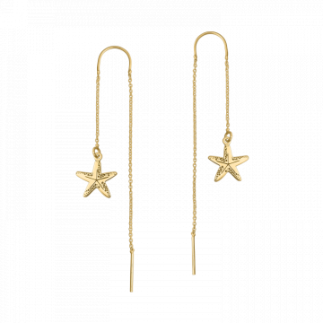 Cercei lant cu stele de mare, argint 925 placat cu aur