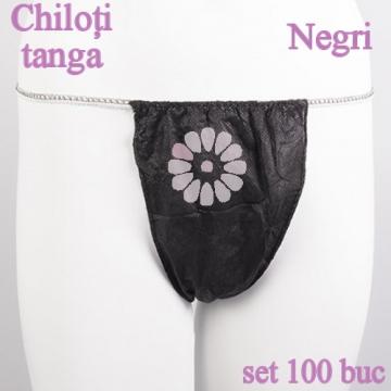 Chiloti femei tanga unica folosinta, set 100 buc - negri - S