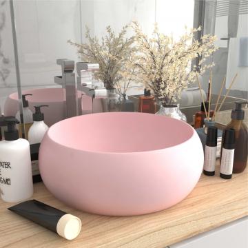 Chiuveta de baie lux roz mat 40x15 cm ceramica rotund