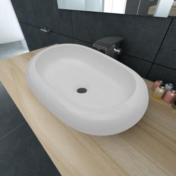 Chiuveta ovala pentru baie din ceramica, alb