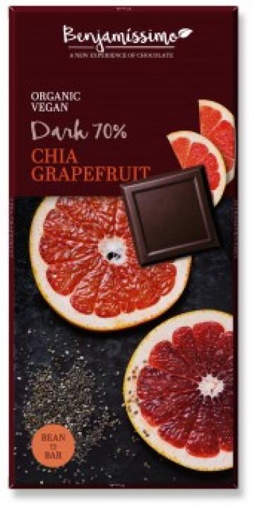 Ciocolata cu chia si grapefruit bio, 70g, Benjamissimo