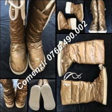 Cizme auriu patinat dama gen UGG imblanite, bronz metalizate