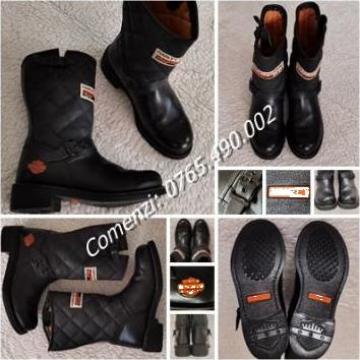 Cizme, ghete piele negre barbati Harley Davidson