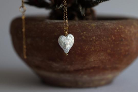 Colier Heart cu inima perla de cultura si aur filat