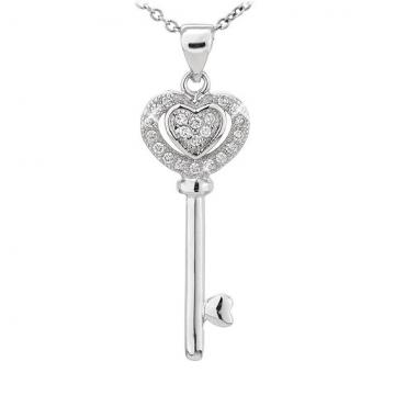 Colier din argint cu cristale Love Key