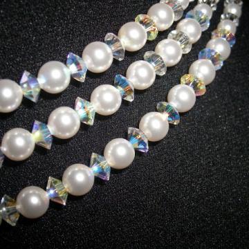 Colier mireasa cu perle si cristale Swarovski