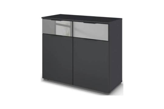 Comoda gri metalic + oglinda Grey 140x81x42cm Skyla