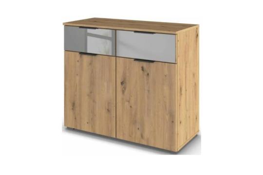 Comoda stejar Artisan + oglinda Grey 93x81x42cm Skyla