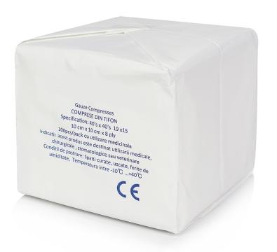 Comprese tifon nesterile 10 x 10 cm - 8 straturi - 100 buc