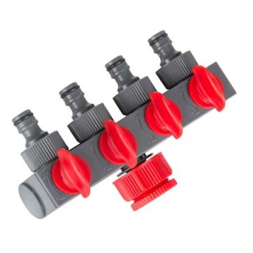 Conector distribuitor cu 4 robineti pentru furtun de apa 3/4