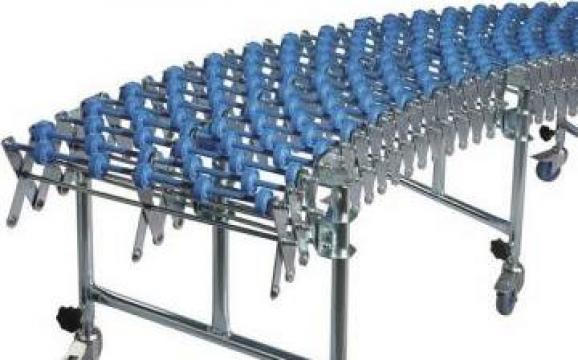Conveior gravitational extensibil cu rotite din metal