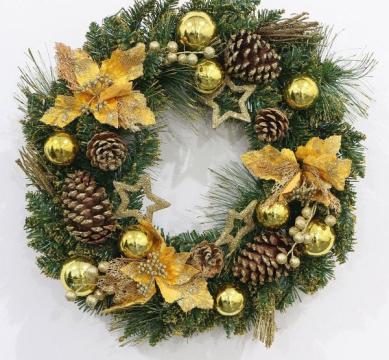 Coronita brad artificial cu decoratiuni, 50cm, TP-117-G