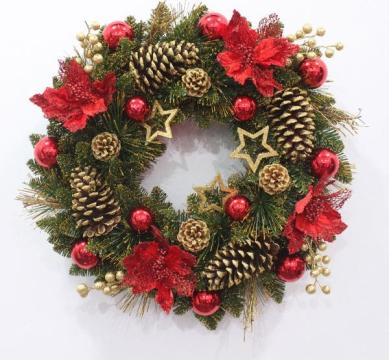 Coronita brad artificial cu decoratiuni, 50cm, TP-117-R